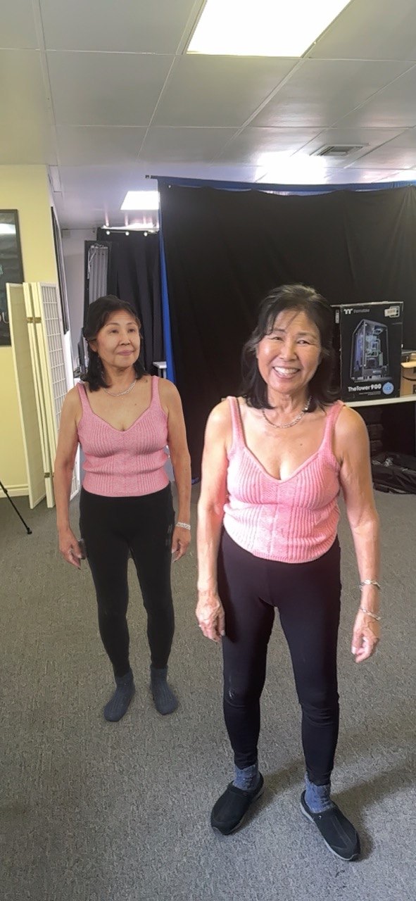 Two women in pink tops during a DIGISHOT studio capture session